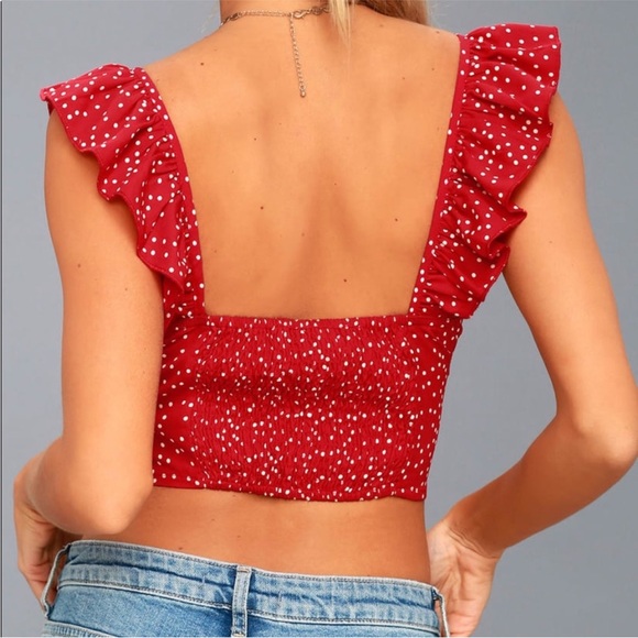 Lulu’s Red Polkadot Ruffle Top M - Picture 4 of 4